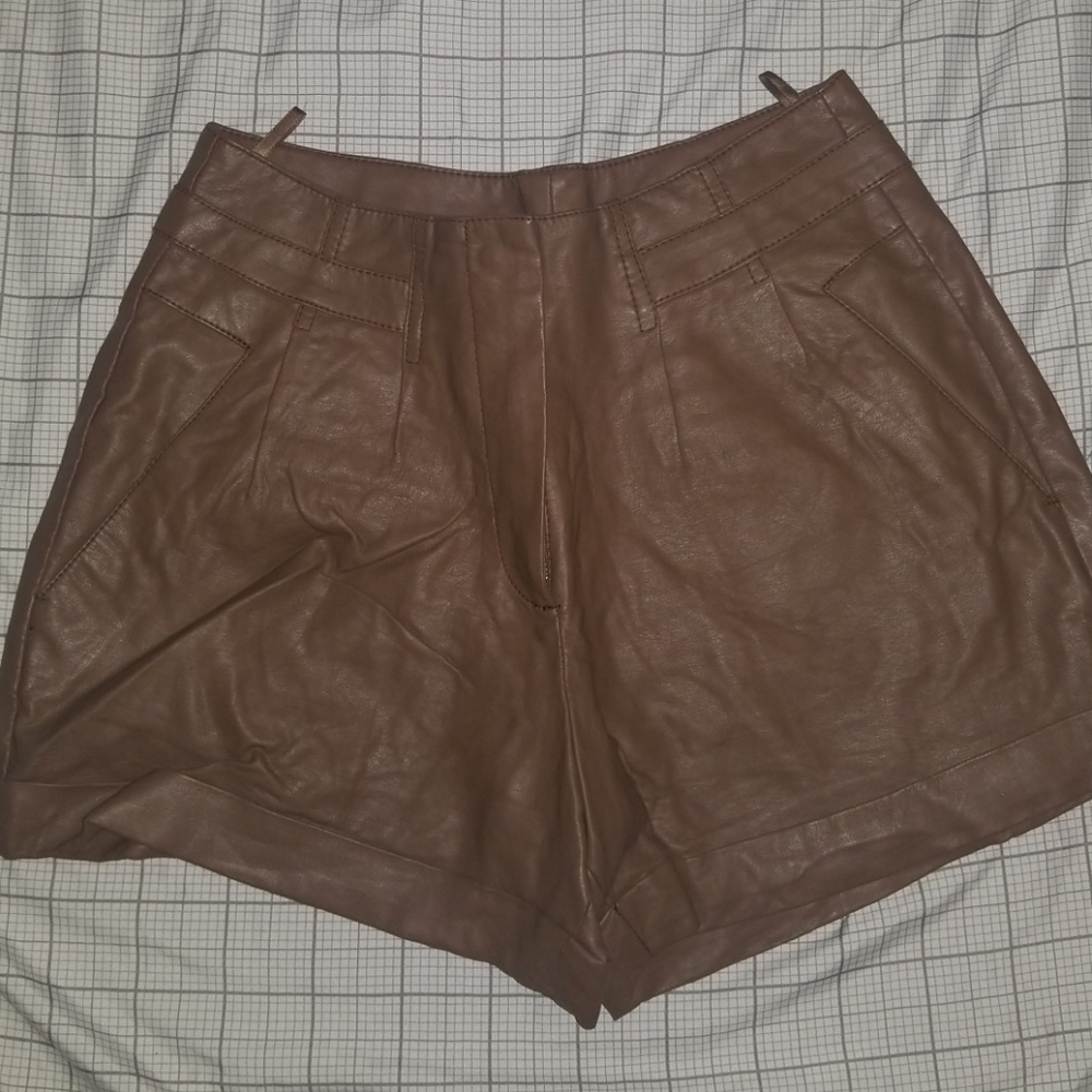 Lauren Conrad Faux Leather Shorts Size 4 Dark Tan
